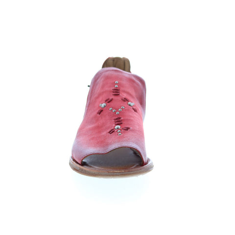 Miz Mooz Feat 279040 Womens Red Leather Hook & Loop Strap Sandals Shoes
