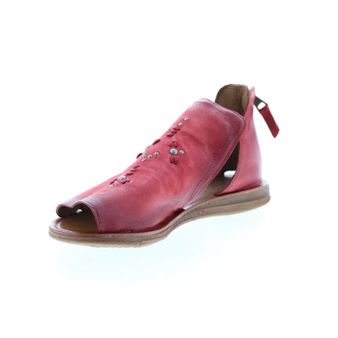 Miz Mooz Feat 279040 Womens Red Leather Hook & Loop Strap Sandals Shoes
