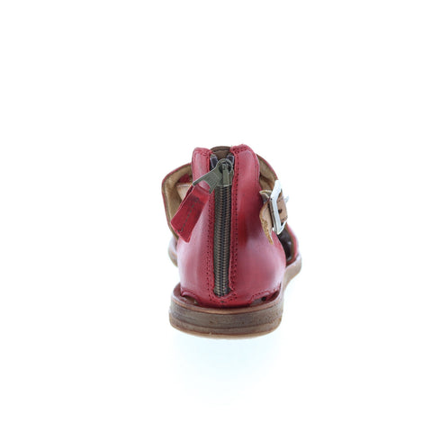Miz Mooz Feat 279040 Womens Red Leather Hook & Loop Strap Sandals Shoes