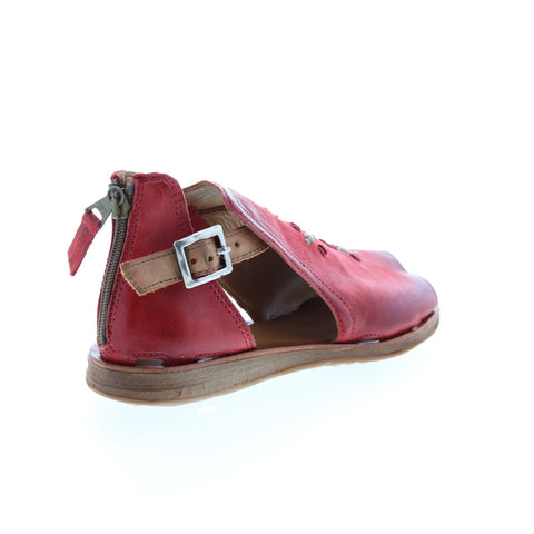 Miz Mooz Feat 279040 Womens Red Leather Hook & Loop Strap Sandals Shoes