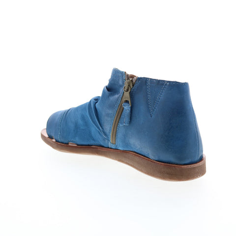 Miz Mooz Fuller Womens Blue Leather Zipper Strap Sandals Shoes