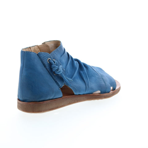 Miz Mooz Fuller Womens Blue Leather Zipper Strap Sandals Shoes