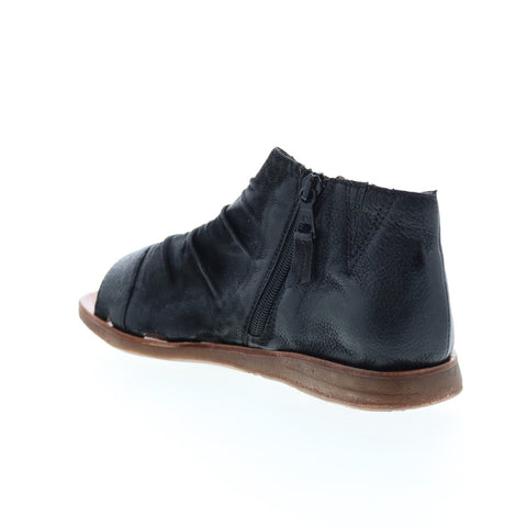 Miz Mooz Fuller Womens Black Leather Zipper Strap Sandals Shoes