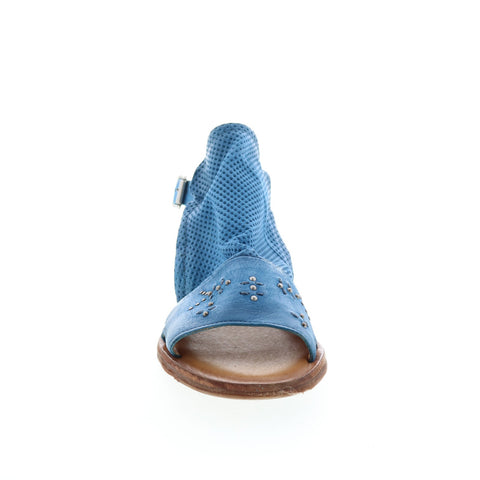 Miz Mooz Fifi 279048 Womens Blue Leather Hook & Loop Strap Sandals Shoes