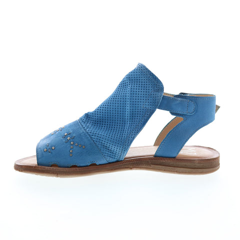 Miz Mooz Fifi 279048 Womens Blue Leather Hook & Loop Strap Sandals Shoes