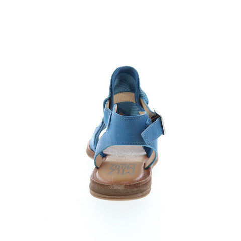 Miz Mooz Fifi 279048 Womens Blue Leather Hook & Loop Strap Sandals Shoes
