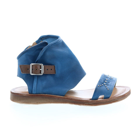 Miz Mooz Forge 279051 Womens Blue Leather Hook & Loop Strap Sandals Shoes