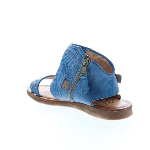 Miz Mooz Forge 279051 Womens Blue Leather Hook & Loop Strap Sandals Shoes