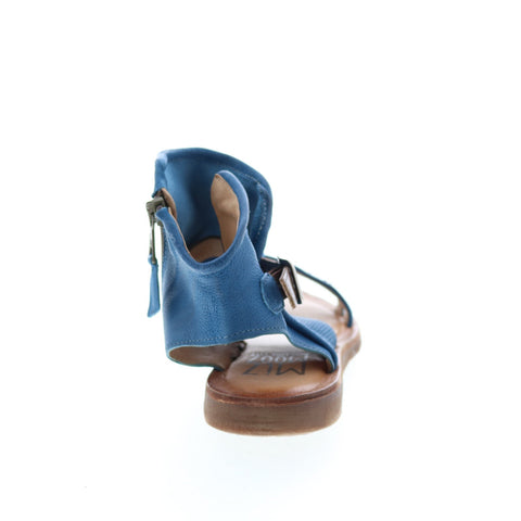 Miz Mooz Forge 279051 Womens Blue Leather Hook & Loop Strap Sandals Shoes