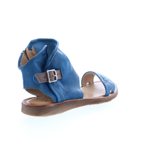 Miz Mooz Forge 279051 Womens Blue Leather Hook & Loop Strap Sandals Shoes