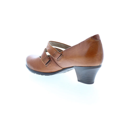Miz Mooz Francie 292110 Womens Brown Leather Strap Strap Heels Shoes