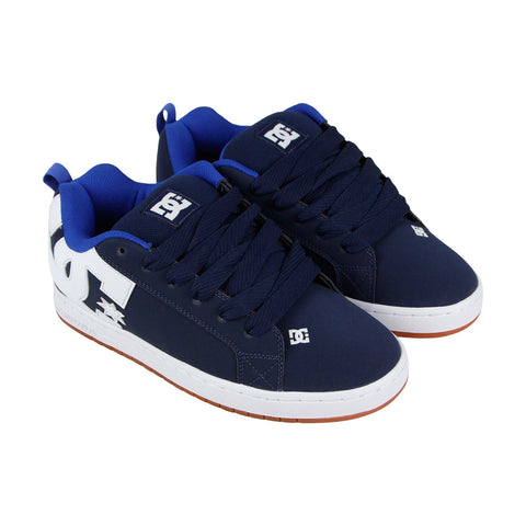 DC Court Graffik 300529 Mens Blue Leather Lace Up Athletic Surf Skate Shoes