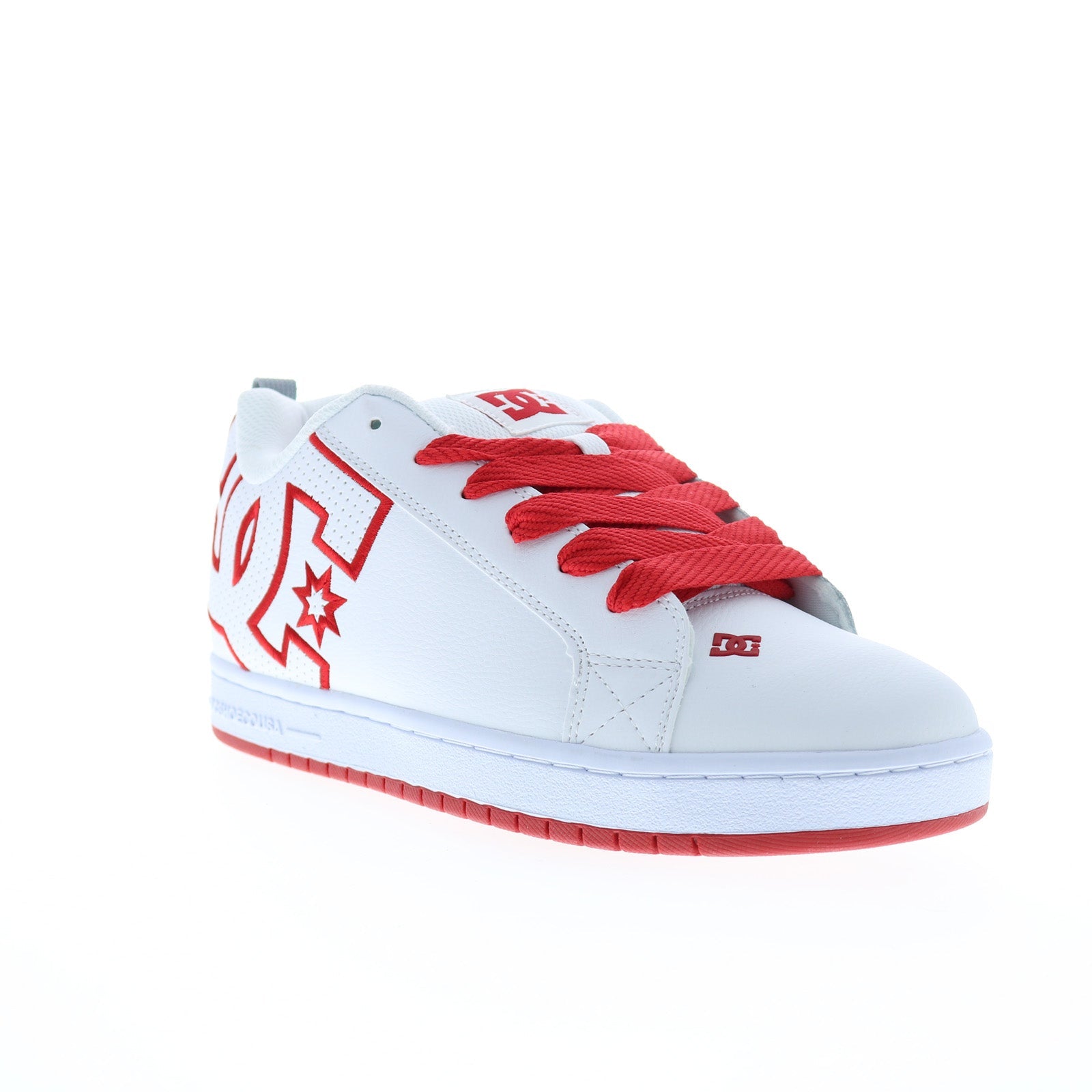 DC Men's Court Graffik Casual Low Top Skate Shoe Sneaker – White/Red/Grey, Size 12