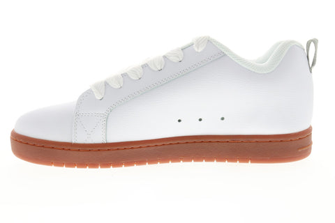 DC Court Graffik 300529 Mens White Leather Athletic Lace Up Skate Shoes