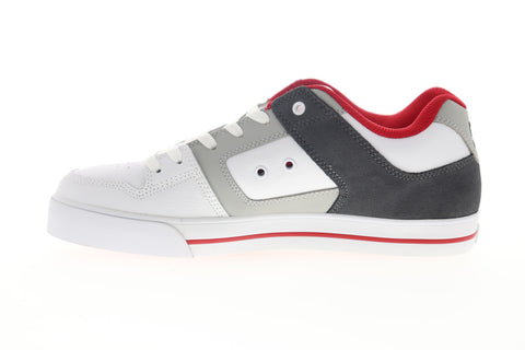 DC Pure 300660 Mens White Leather Lace Up Skate Sneakers Shoes