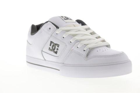 DC Pure Mens White Leather Athletic Lace Up Skate Shoes