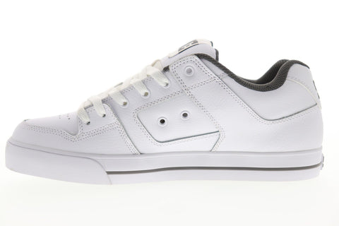 DC Pure Mens White Leather Athletic Lace Up Skate Shoes