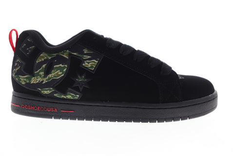 DC Court Graffik SE 300927 Mens Black Leather Lace Up Athletic Skate Shoes