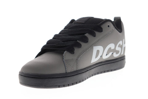 dc court graffik se 300927 mens gray leather lace up athletic skate shoes