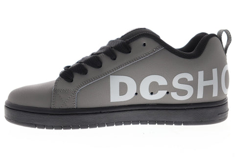 dc court graffik se 300927 mens gray leather lace up athletic skate shoes