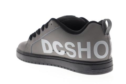 dc court graffik se 300927 mens gray leather lace up athletic skate shoes