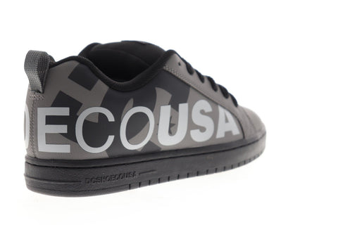 dc court graffik se 300927 mens gray leather lace up athletic skate shoes