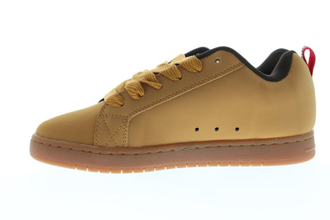 dc court graffik se 300927 mens brown nubuck lace up athletic skate shoes