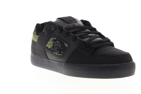 DC Pure SE 301024 Mens Black Leather Lace Up Athletic Skate Shoes