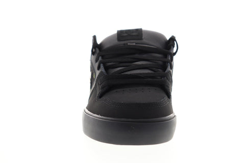 DC Pure SE 301024 Mens Black Leather Lace Up Athletic Skate Shoes
