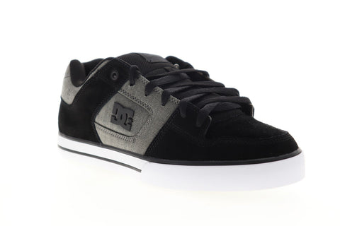 DC Pure SE 301024 Mens Black Suede Lace Up Athletic Skate Shoes