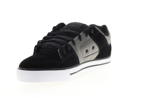DC Pure SE 301024 Mens Black Suede Lace Up Athletic Skate Shoes