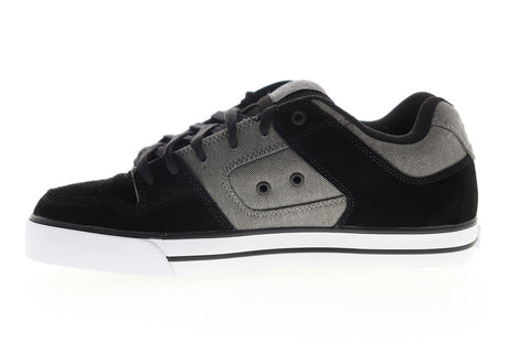 DC Pure SE 301024 Mens Black Suede Lace Up Athletic Skate Shoes