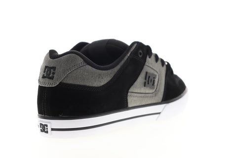 DC Pure SE 301024 Mens Black Suede Lace Up Athletic Skate Shoes