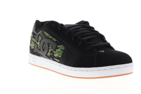 DC Net SE 302297 Mens Black Leather Lace Up Athletic Skate Shoes