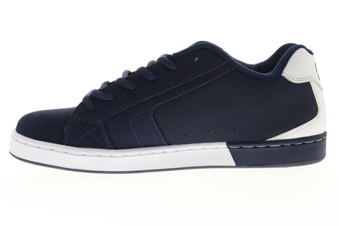 DC Net SE 302297 Mens Blue Nubuck Leather Lace Up Skate Sneakers Shoes