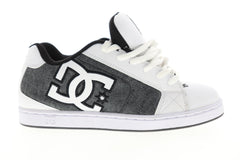 DC Net SE 302297 Mens White Nubuck Leather Low Top Lace Up Skate Sneakers Shoes