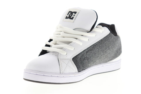 DC Net SE 302297 Mens White Nubuck Leather Low Top Lace Up Skate Sneakers Shoes
