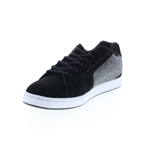 DC Net 302361-BKD Mens Black Nubuck Lace Up Skate Inspired Sneakers Shoes