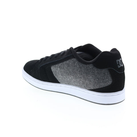 DC Net 302361-BKD Mens Black Nubuck Lace Up Skate Inspired Sneakers Shoes