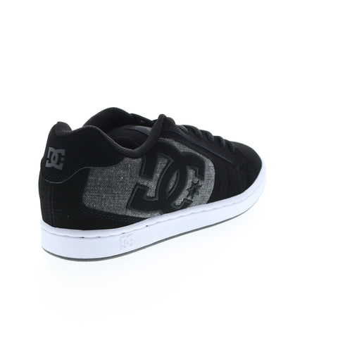 DC Net 302361-BKD Mens Black Nubuck Lace Up Skate Inspired Sneakers Shoes