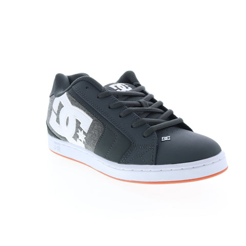 DC Net 302361-GRH Mens Gray Leather Skate Inspired Sneakers Shoes