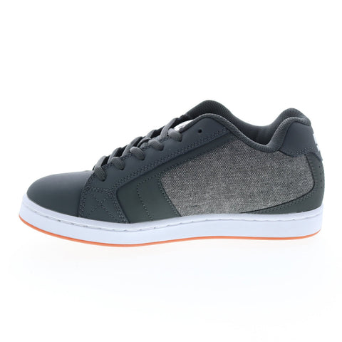DC Net 302361-GRH Mens Gray Leather Skate Inspired Sneakers Shoes