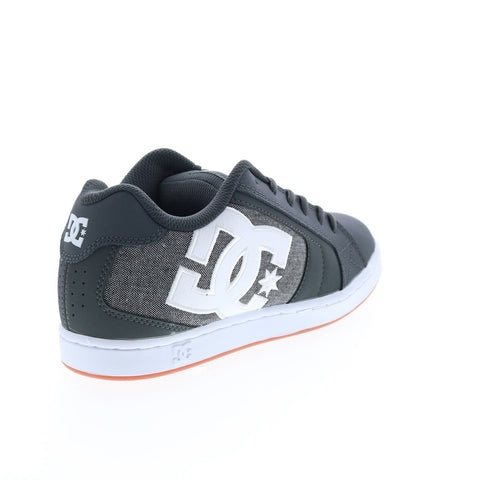 DC Net 302361-GRH Mens Gray Leather Skate Inspired Sneakers Shoes