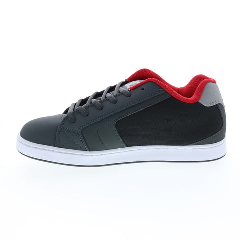 DC Net 302361-XSKR Mens Gray Leather Skate Inspired Sneakers Shoes
