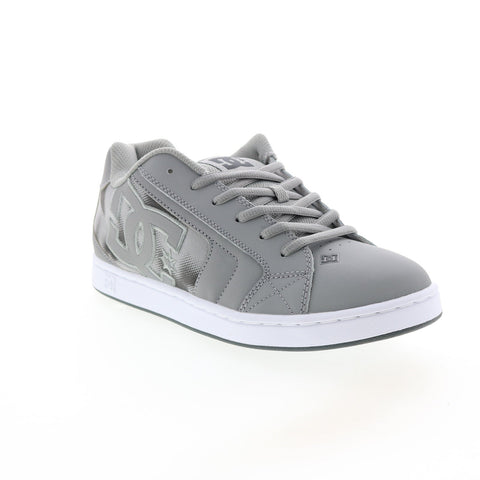 DC Net 302361-YRS Mens Gray Leather Lace Up Skate Inspired Sneakers Shoes