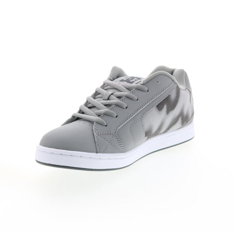 DC Net 302361-YRS Mens Gray Leather Lace Up Skate Inspired Sneakers Shoes