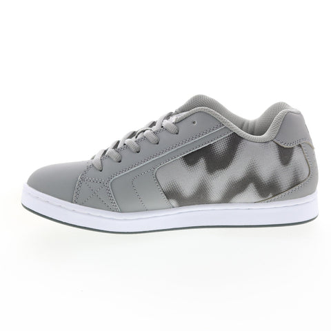 DC Net 302361-YRS Mens Gray Leather Lace Up Skate Inspired Sneakers Shoes
