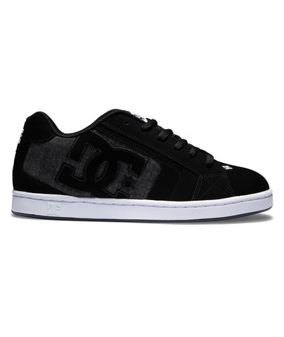 DC Net 302361-1AB Mens Black Nubuck Lace Up Skate Inspired Sneakers Shoes