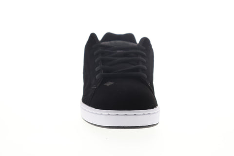 DC Net 302361 Mens Black Nubuck Leather Lace Up Skate Sneakers Shoes