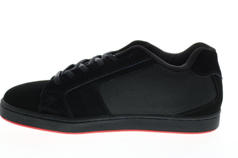 DC Net 302361-XKKR Mens Black Suede Skate Inspired Sneakers Shoes